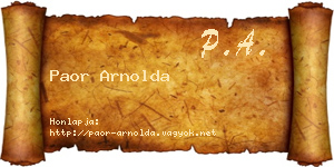 Paor Arnolda névjegykártya